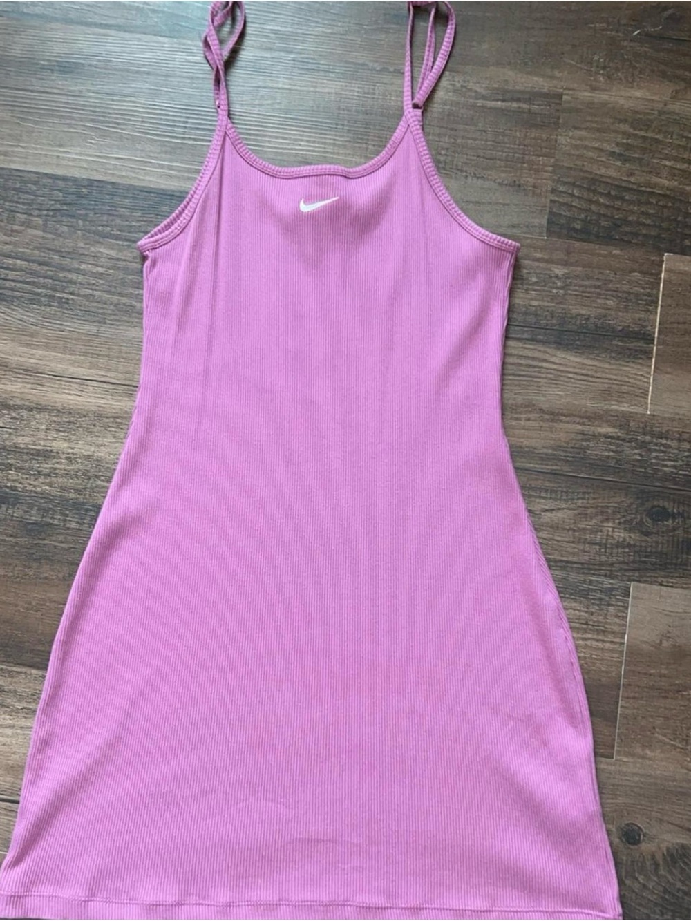 Nike Mauve Ribbed Spaghetti-Strap Mini Dress